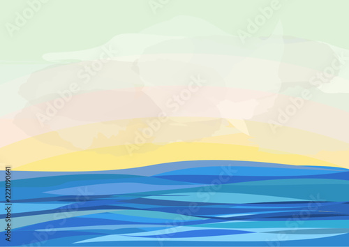 summer landscape with sun and clouds