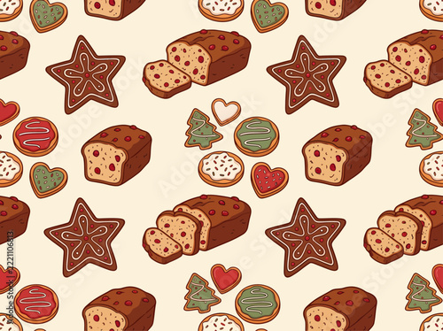 Festive Bakery Treats Seamless Vector Pattern