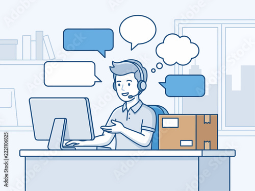 Year End Shopping Customer Service Illustration