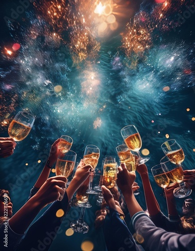 Celebration Toast with Sparkling Drinks 