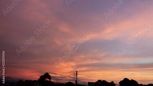 beautiful sunset on the city