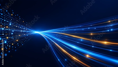 Optical Fiber Light Trails Representing High Speed Broadband Data Transfer and Connectivity