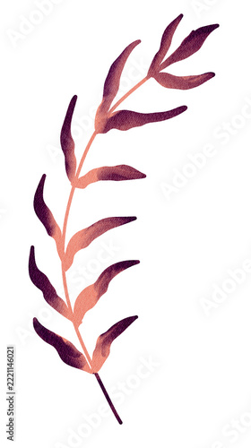 Purple Plum Leaf Branch Watercolor Illustration for Botanical Design Clipart Bundle