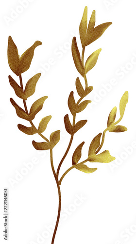 Double Wheat Ear Gold Watercolor Illustration for Harvest Design Clipart Bundle