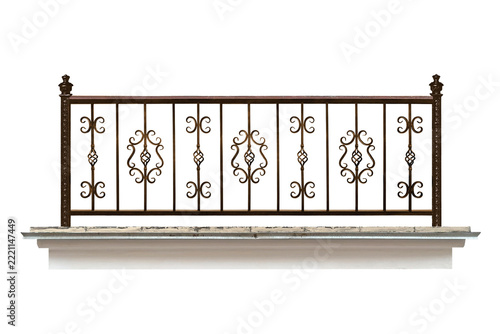 Elegant balcony railing with wrought-iron elements.  C.