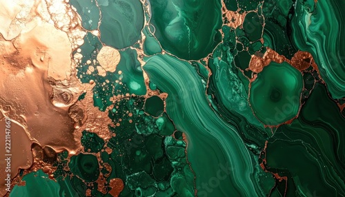 Vibrant Green and Gold Agate Patterns.