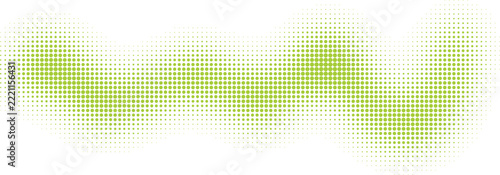 Abstract green halftone wavy pattern with circles on transparent background