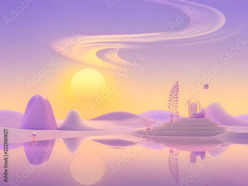 abstract fantastic background. Violet yellow gradient sunset
