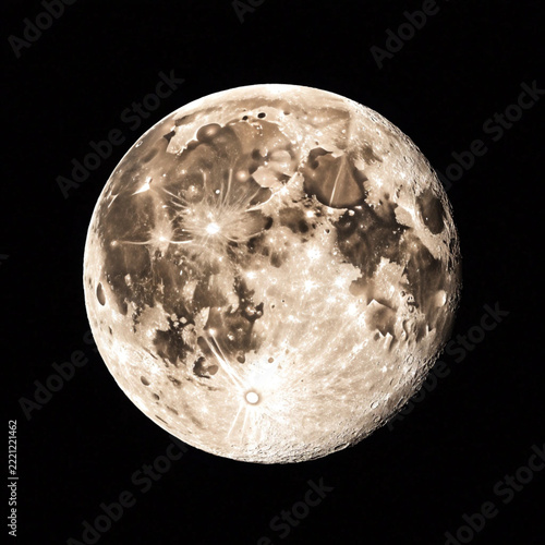 Moon in the sky black background