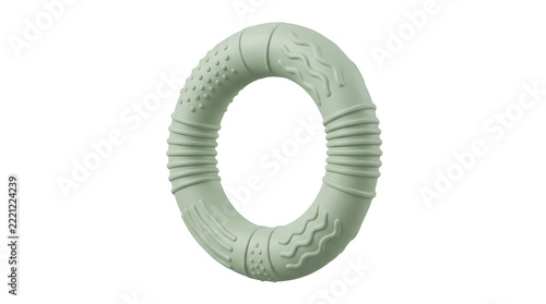 Sage green silicone baby teething ring isolated on transparent