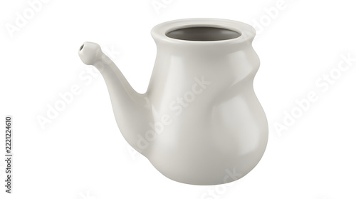 Ceramic neti pot for nasal irrigation isolated on transparent