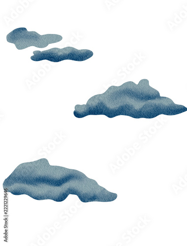 Soft Blue Gray Clouds Watercolor Illustration for Sky Theme Clipart Bundle