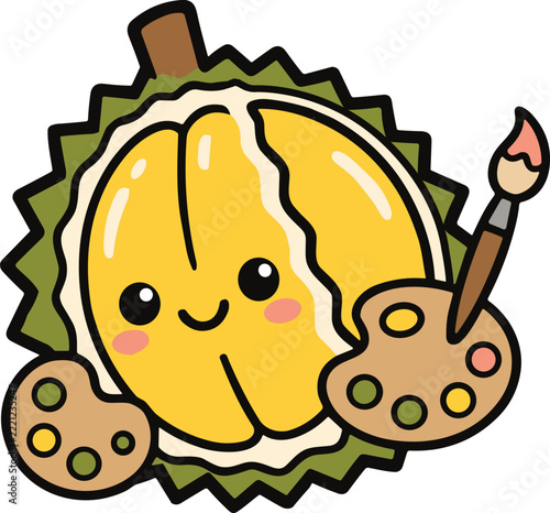 Cute Cartoon Durian Vector Illustration