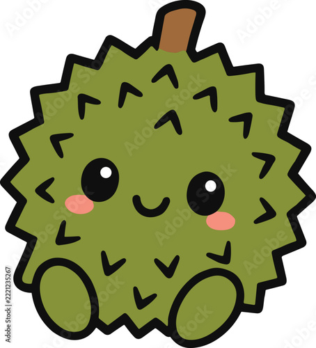 Cute Cartoon Durian Vector Illustration