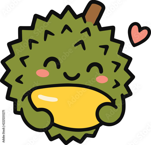 Cute Cartoon Durian Vector Illustration