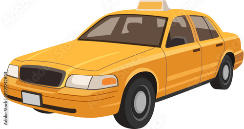 Obraz na plátně Classic yellow taxi cab vector illustration isolated on white background