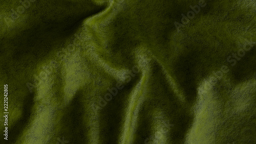 Soft Draped Moss Green Leather Material Background With Gentle Fold And Texture