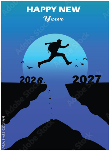 Colorful Happy New Year 2027 Typography Design with Modern Decorative Numbers and Multicolor Script Lettering