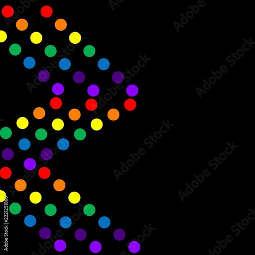 Colorful Rainbow Dotted Chevron Pattern on Black Background