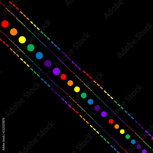 Diagonal Rainbow Dotted Lines on Black Background