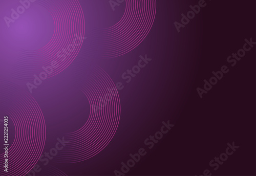 Abstract Dark Purple Background with Concentric Circular Rings Geometric Patterns and Glowing Light Gradients