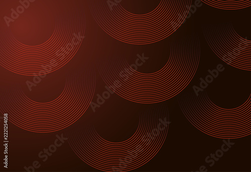 Abstract Dark Red Background with Concentric Circular Rings Geometric Patterns and Modern Lines