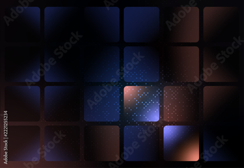 Abstract Dark Grid Background with Glowing Neon Tiles Soft Light Gradients and Modern Square Patterns
