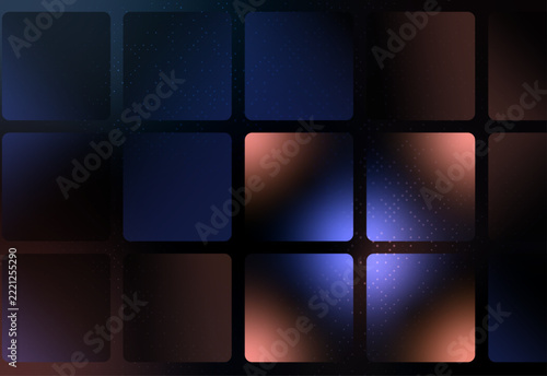Abstract Dark Grid Background with Glowing Neon Tiles Soft Light Gradients and Modern Square Patterns