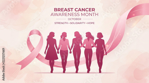 Women holding hands for breast cancer awareness month