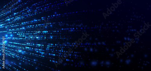 Abstract Blue Digital Data Network Background with Glowing Dots and Futuristic Technology.