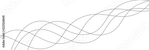 Thin line wavy abstract vector white background. Curve wave seamless pattern. Line art striped graphic template. Vector illustration.