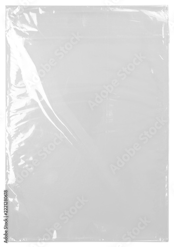 Sleek Clear Plastic Bag Texture with a Bright Sweeping Diagonal Crease and Rippled Left Edge