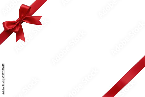 Lustrous red ribbon corner with decorative bow detailed product cutout