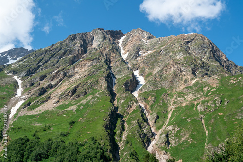 Mountain landscape under clear blue sky