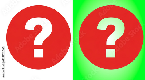 Red circle with white question mark symbol graphic