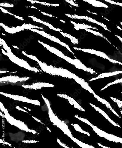 tiger stripes seamless pattern, black and white safari texture textile design 