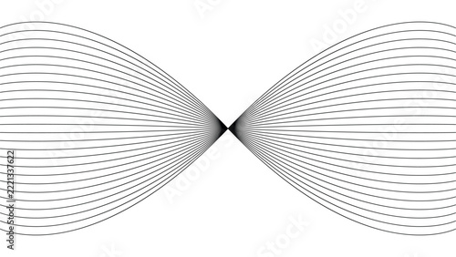 Monochrome Lemniscate Wave Lines Converging At Central Focal Point Node Pattern