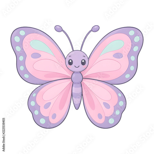 Cute Pastel Butterfly Cartoon Vector Illustration