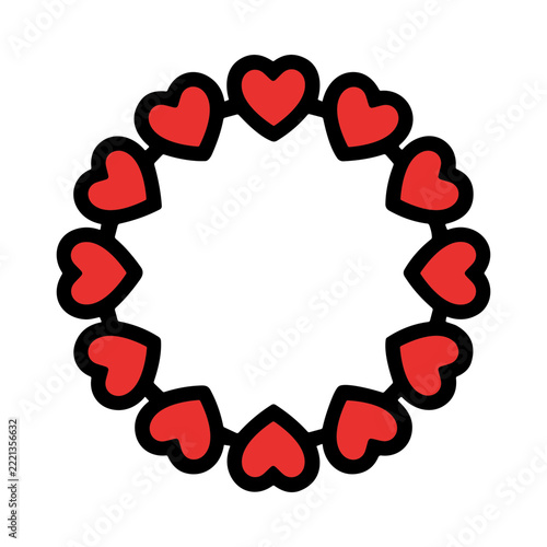 Creative Circular Pattern of Red Hearts Symbolizing Love and Affection in a Playful Design