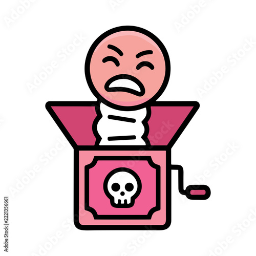Creative Cartoon Illustration of an Angry Face Emanating from a Box Representing Emotions