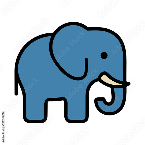 Cute Stylized Blue Elephant Character Illustration with Playful Expression and Cartoon Design