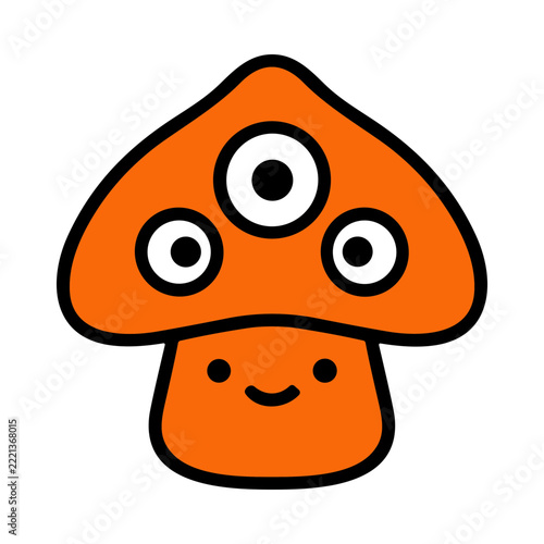 Cute Smiling Orange Mushroom Character Graphic Design With Playful Features and Bright Colors