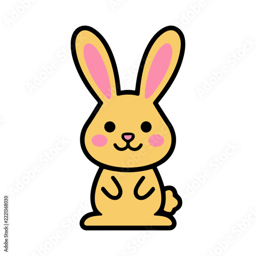Cute Yellow Bunny Rabbit Character with Playful Expression on a Solid Background