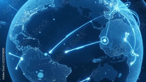 Digital Globe with Global Network Connections and Data Transfer