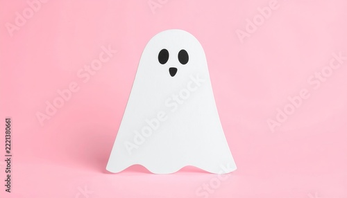 Ghost Decoration for Halloween Celebration on Pink Background