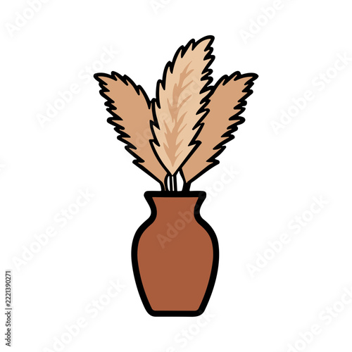 Elegant Ceramic Vase with Dried Pampas Grass Arrangement in a Modern Natural Interior Setting