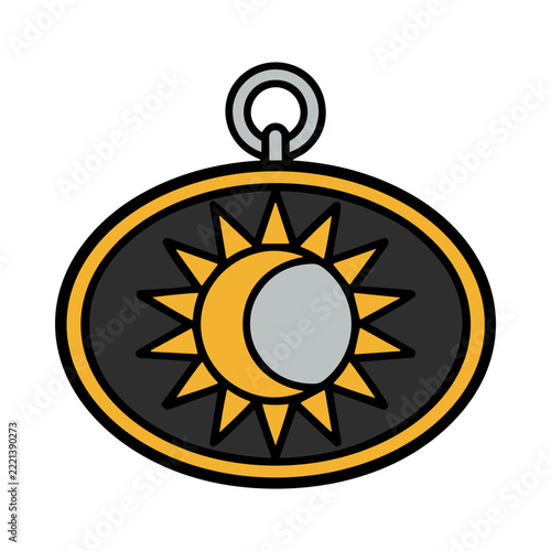 Elegant Celestial Pendant Featuring Sun and Moon in Stylish Gold and Silver Design