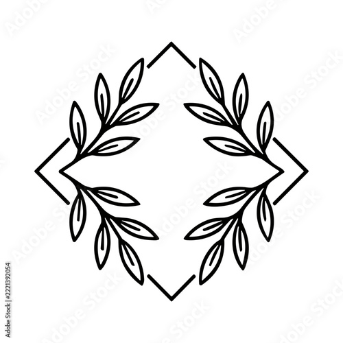 Elegant Geometric Floral Design with Symmetrical Elements in Minimalist Black and White Style