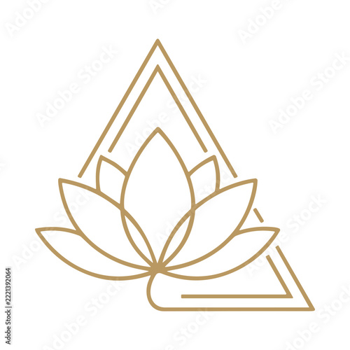 Elegant Geometric Lotus Flower Design in Gold and White Symbolizing Peace and Tranquility