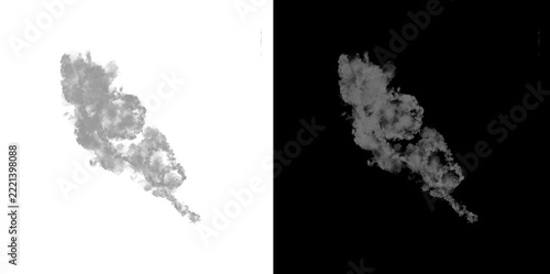 Soft grey smoke trail drifting on transparent and black backgrounds for visual effects.